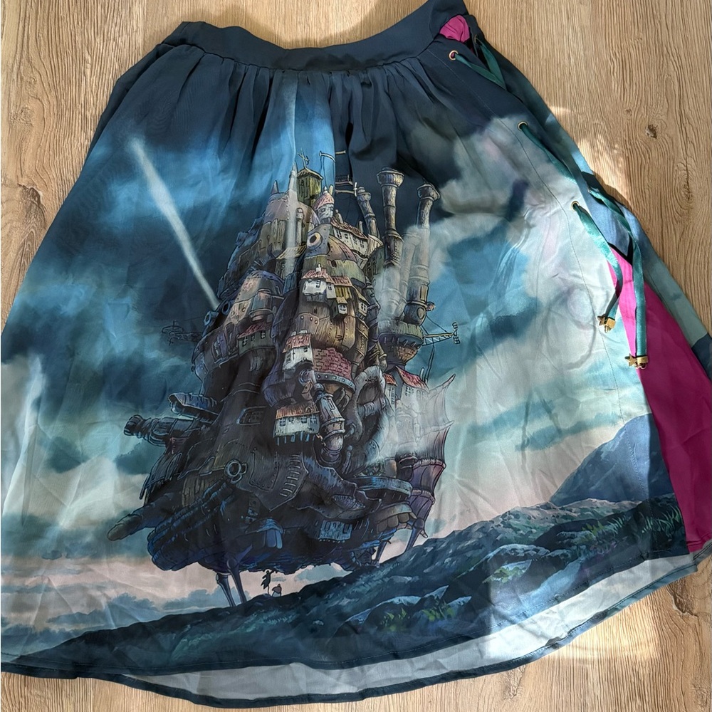 Howls Moving Castle Themed Blue and Pink Skirt New with tags Lined